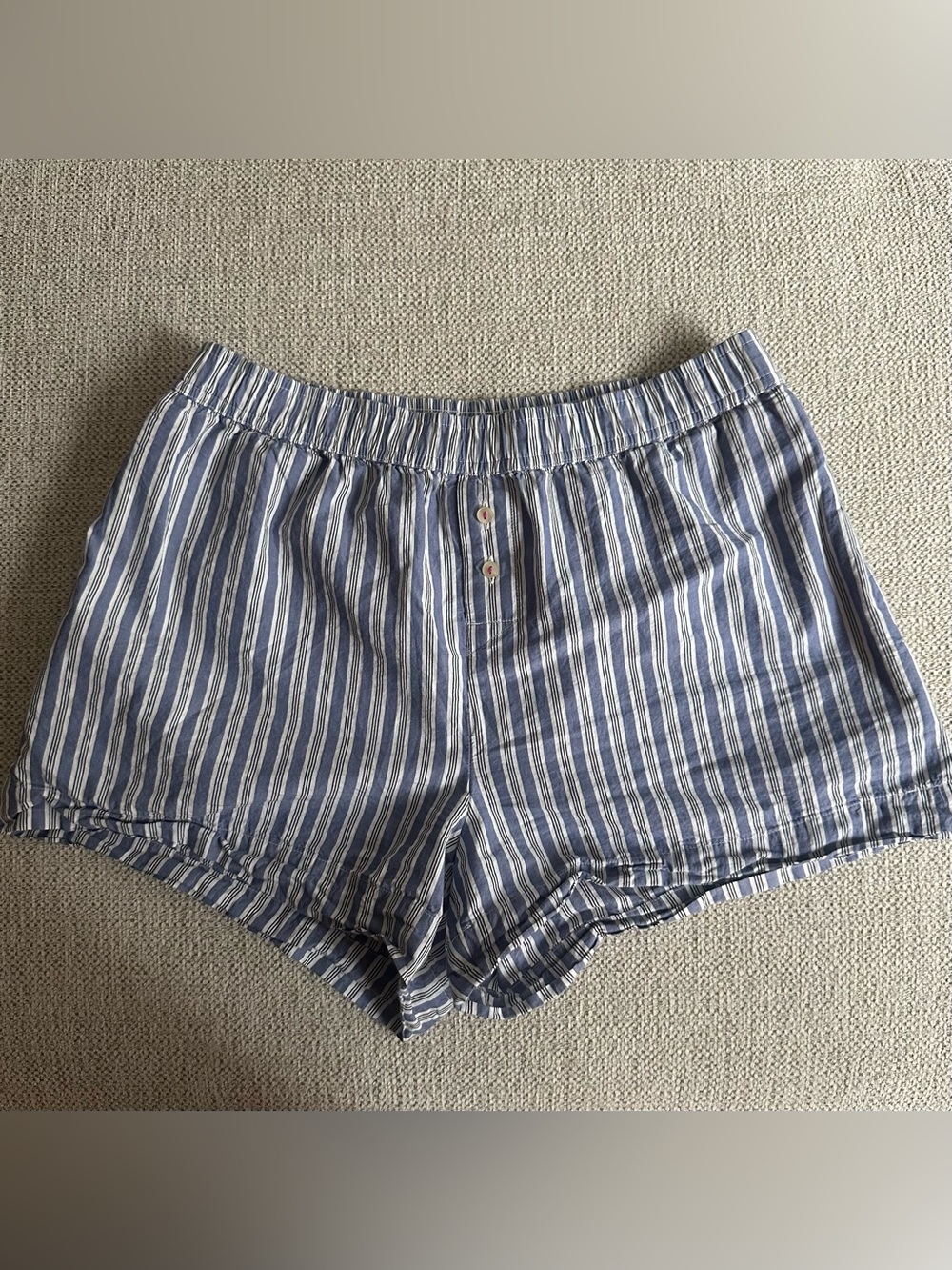 Open Edit Blue Stripe Pajama Shorts